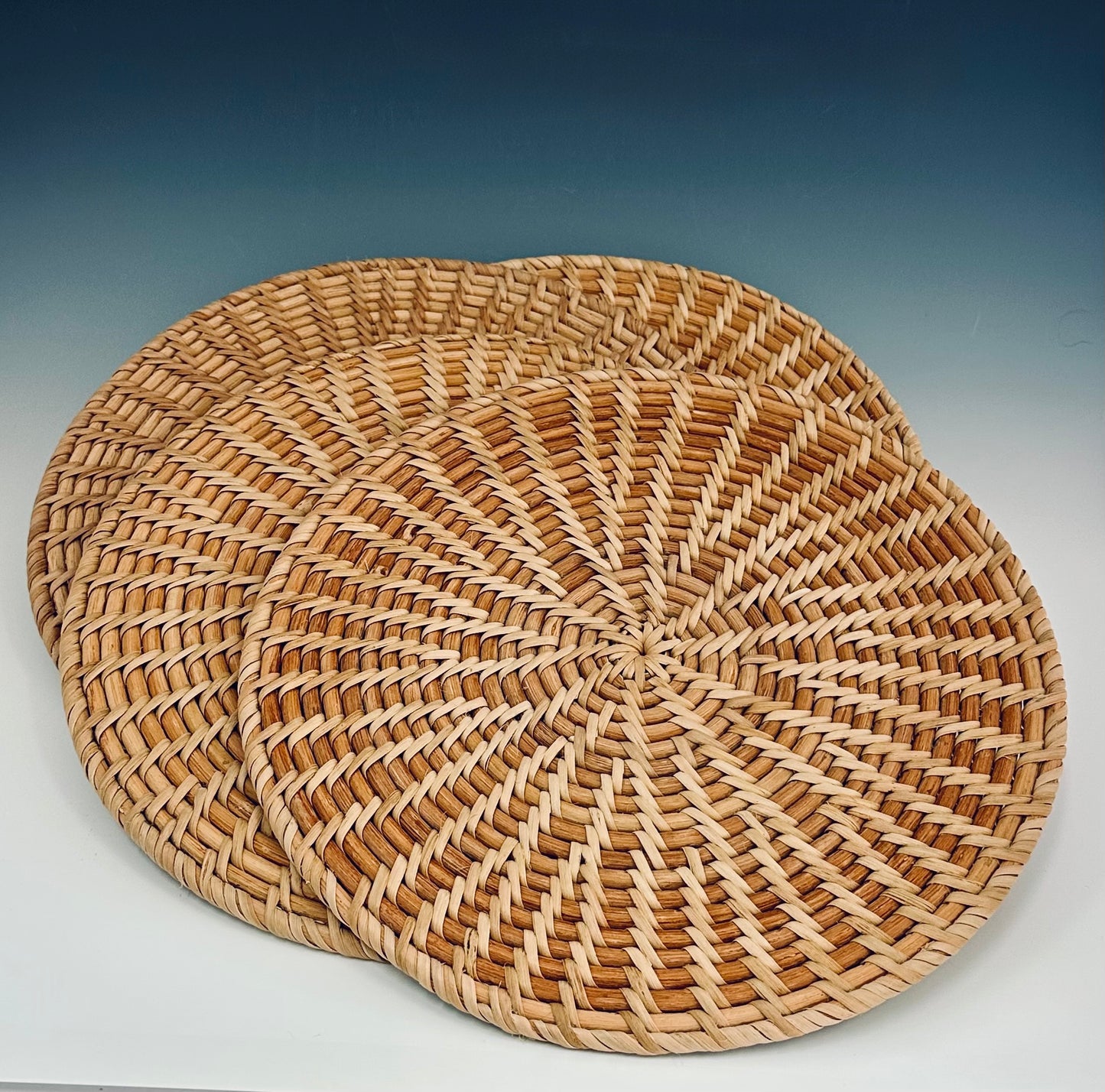NATURAL FIBER PLACEMATS SET OF FOUR, ROUND, LARGE