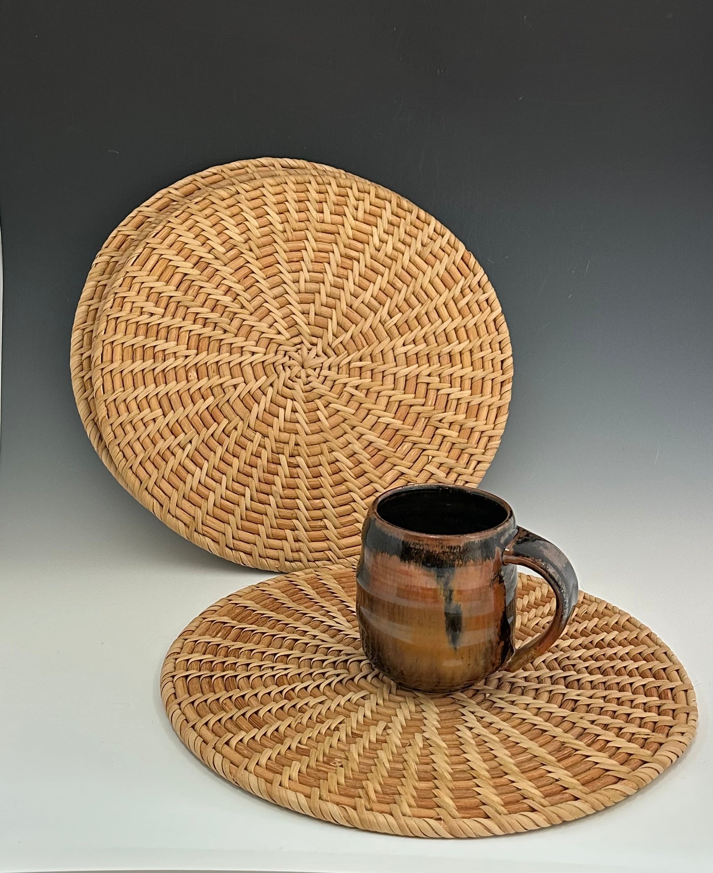 NATURAL FIBER PLACEMATS SET OF FOUR, ROUND, LARGE