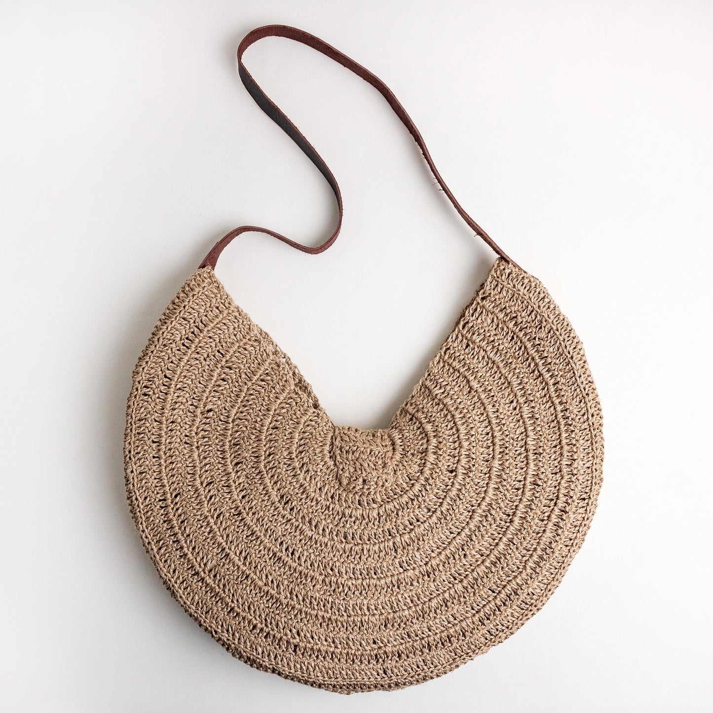 ROUND JUTE & LEATHER BAG