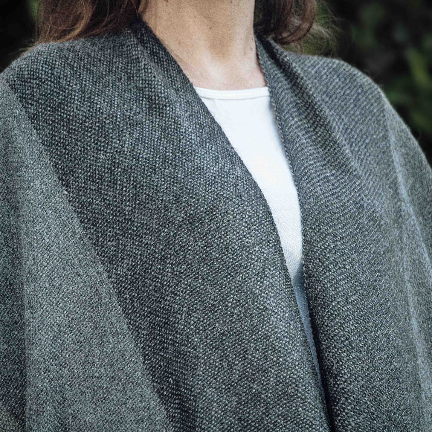 GREY ALPACA RUANA WRAP