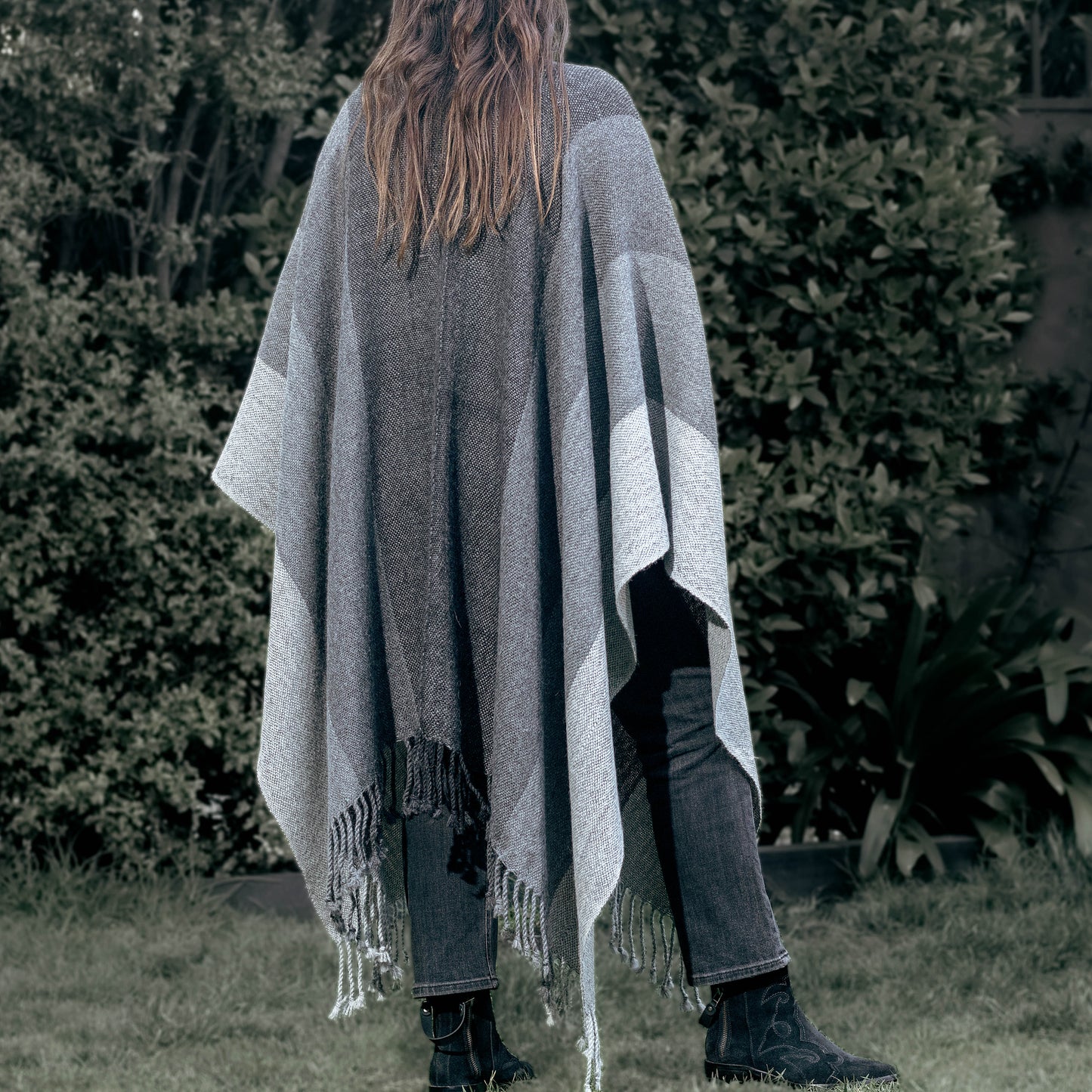 GREY ALPACA RUANA WRAP