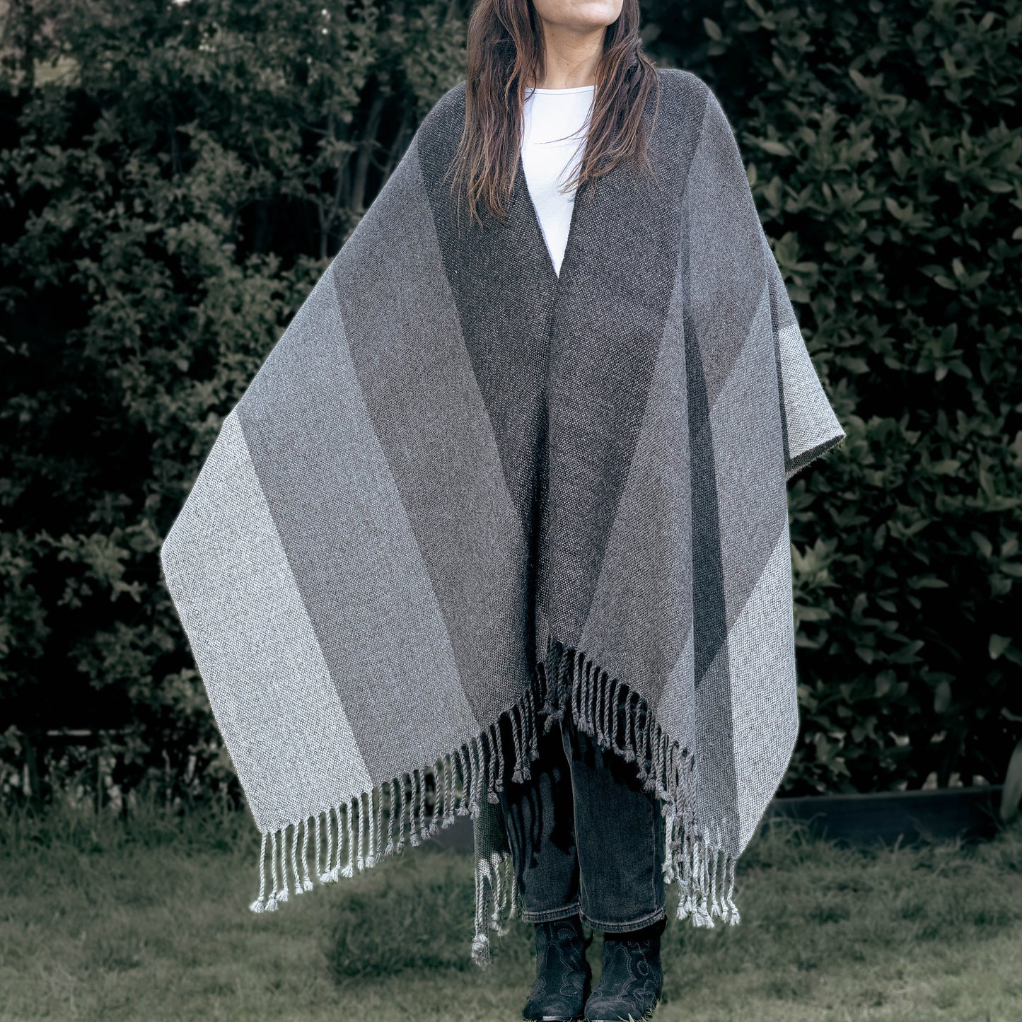 GREY ALPACA RUANA WRAP