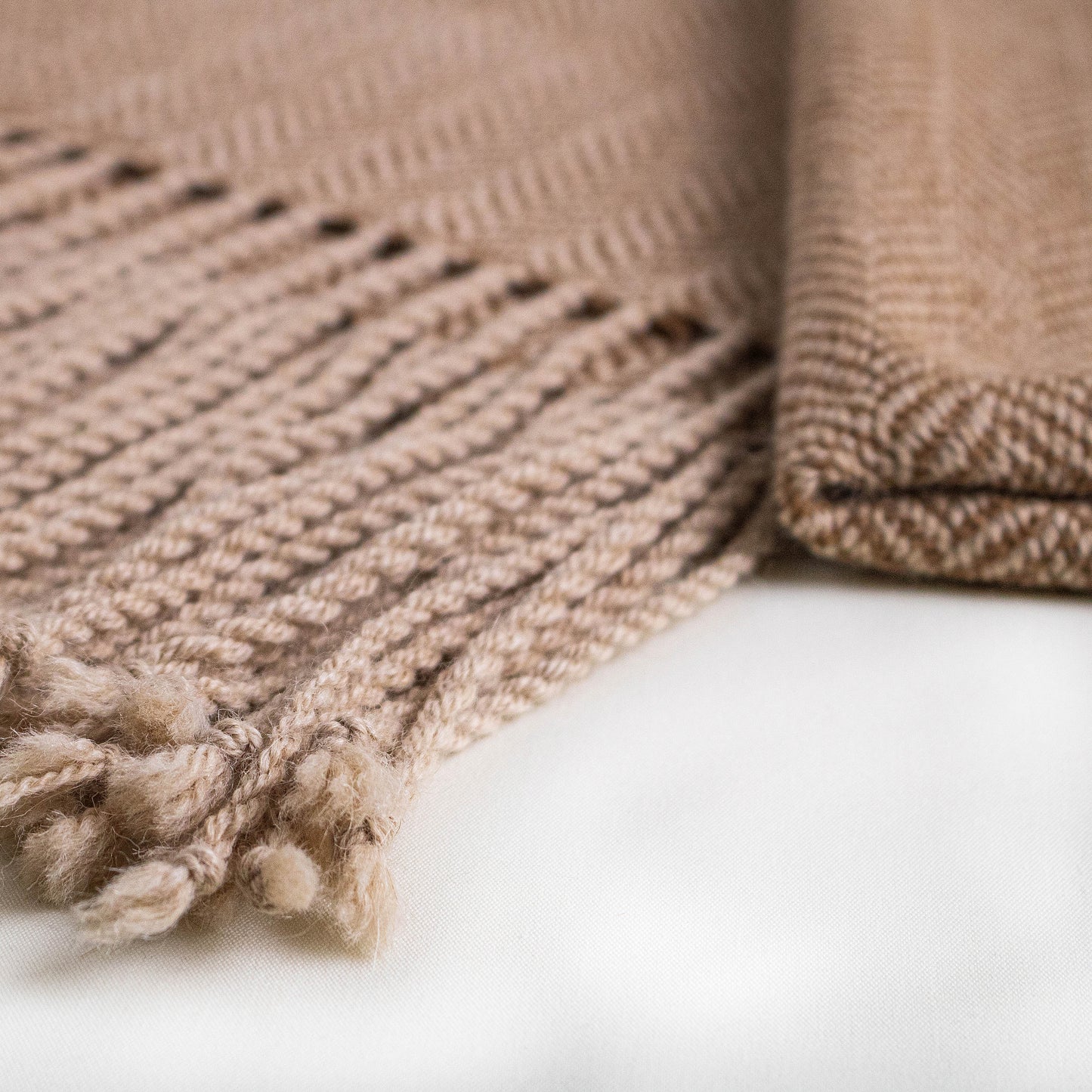BROWN GEOMETRIC ALPACA SHAWL
