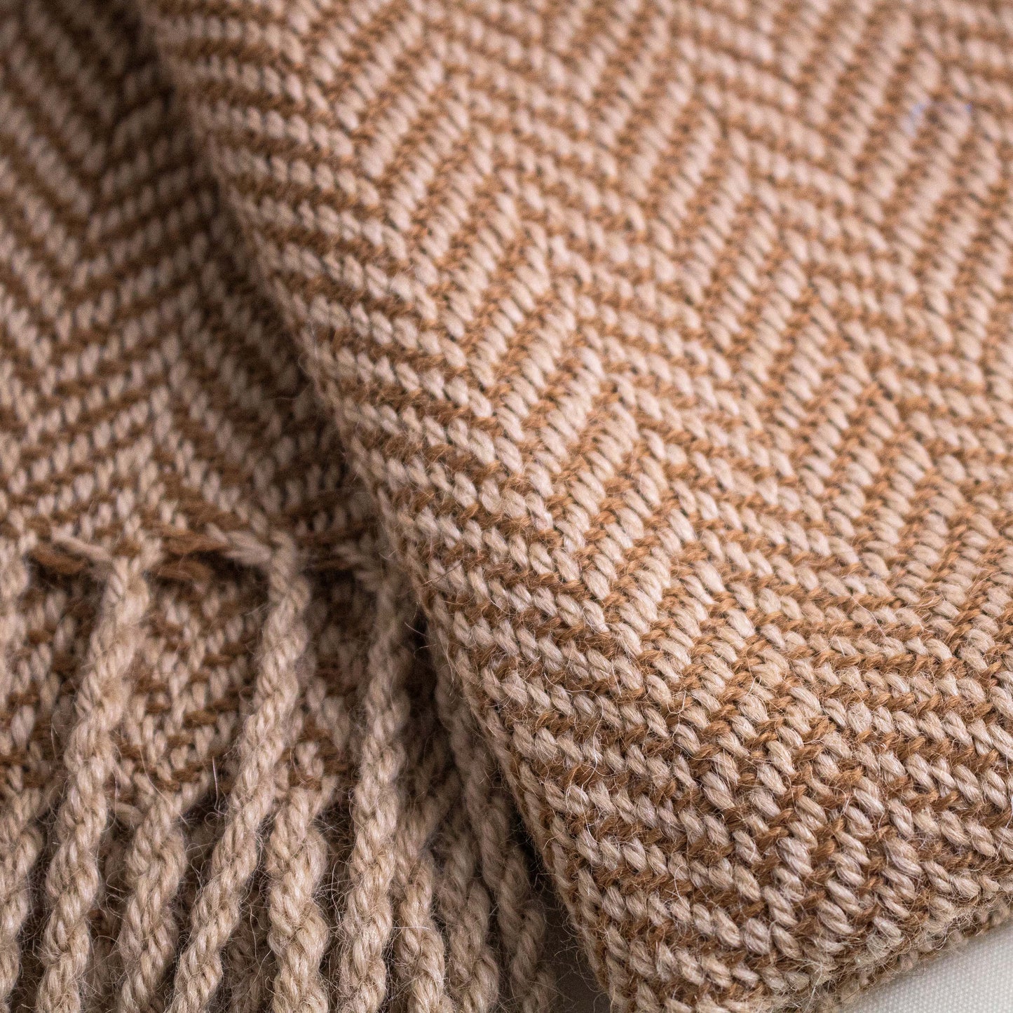 BROWN GEOMETRIC ALPACA SHAWL