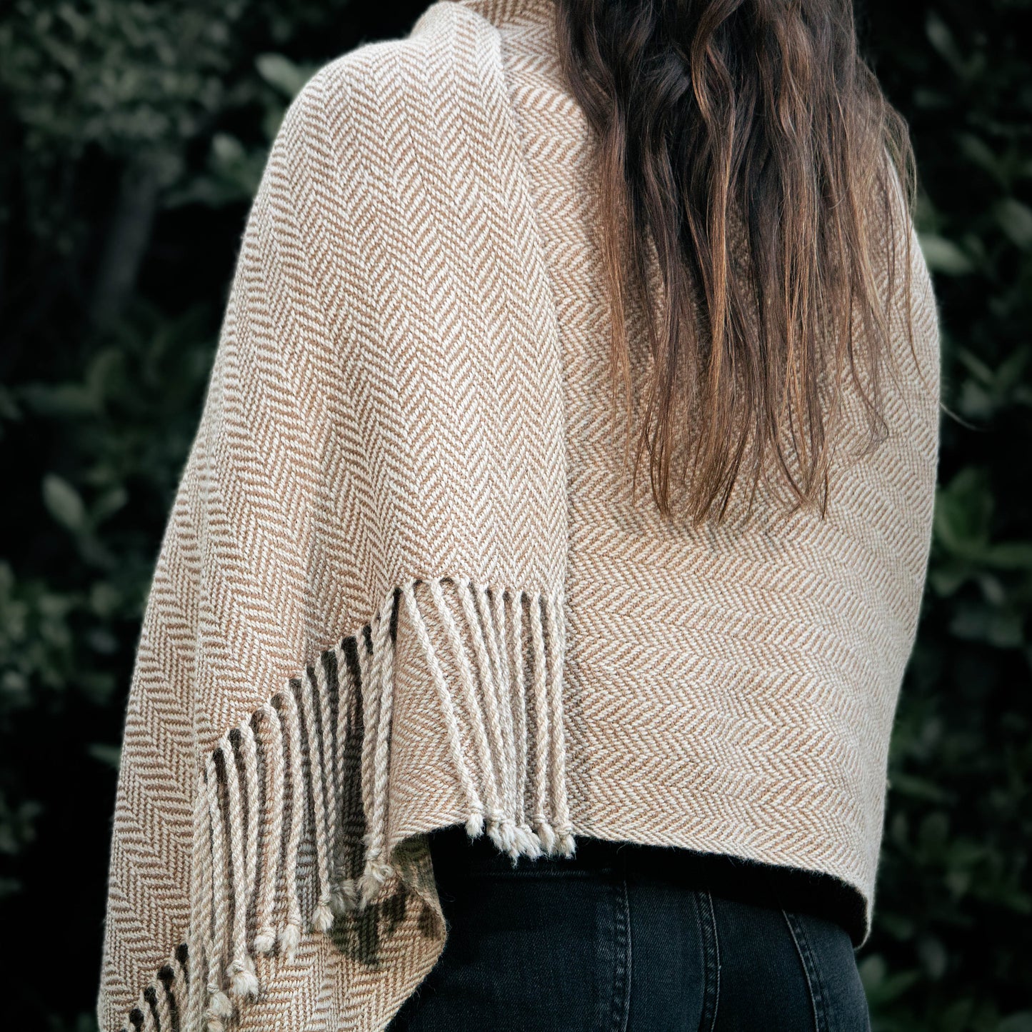 BROWN GEOMETRIC ALPACA SHAWL
