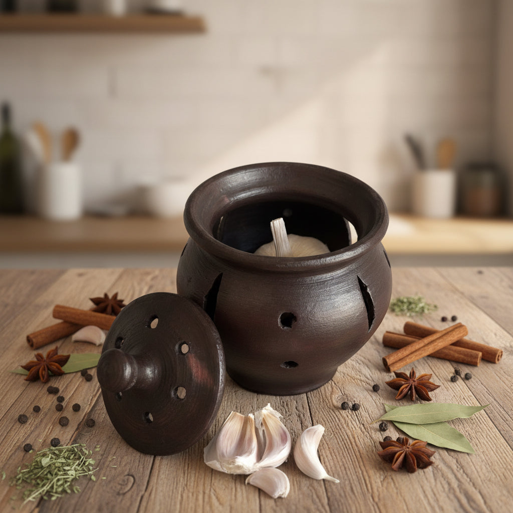 Pomaire-Garlic Keeper with lid (Ajero)