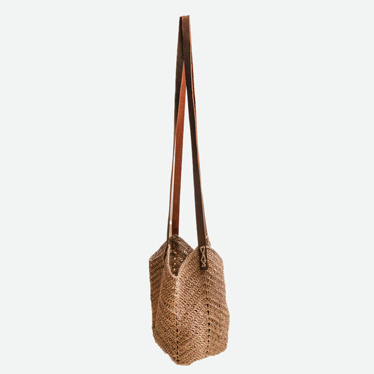 LONG JUTE & LEATHER BAG