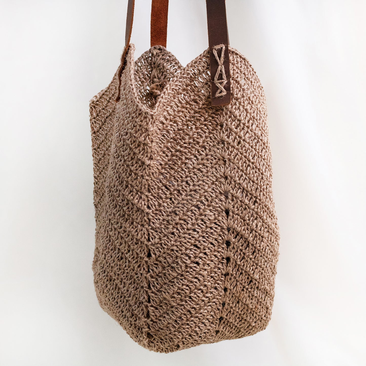 LONG JUTE & LEATHER BAG