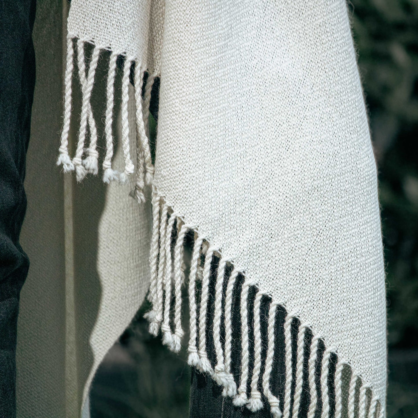 WHITE ALPACA RUANA WRAP