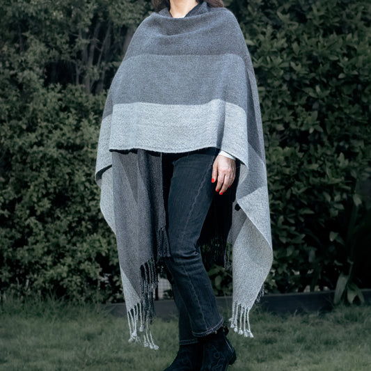GREY ALPACA RUANA WRAP