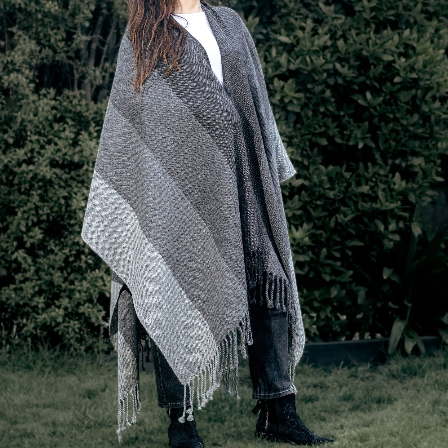 GREY ALPACA RUANA WRAP