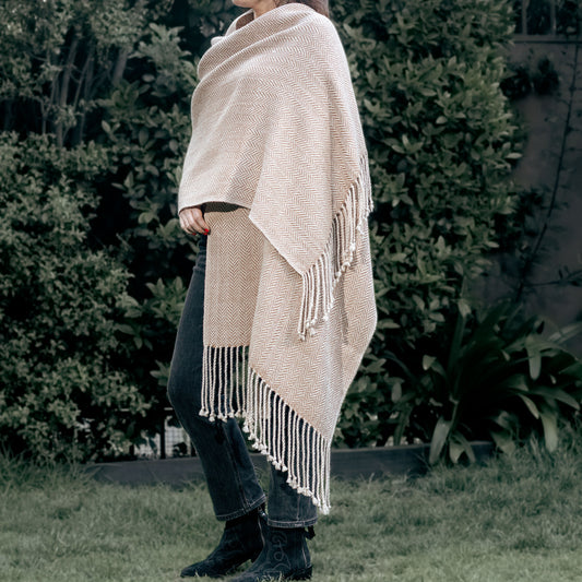 BROWN GEOMETRIC ALPACA SHAWL